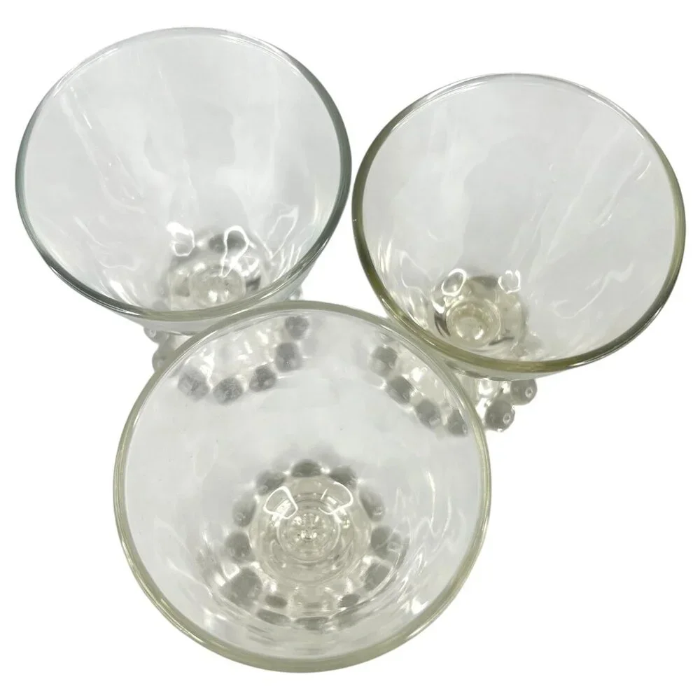 3 Vintage Anchor Hocking Boopie Clear Glasses Goblets Juice Cordial‎ Bubble Base